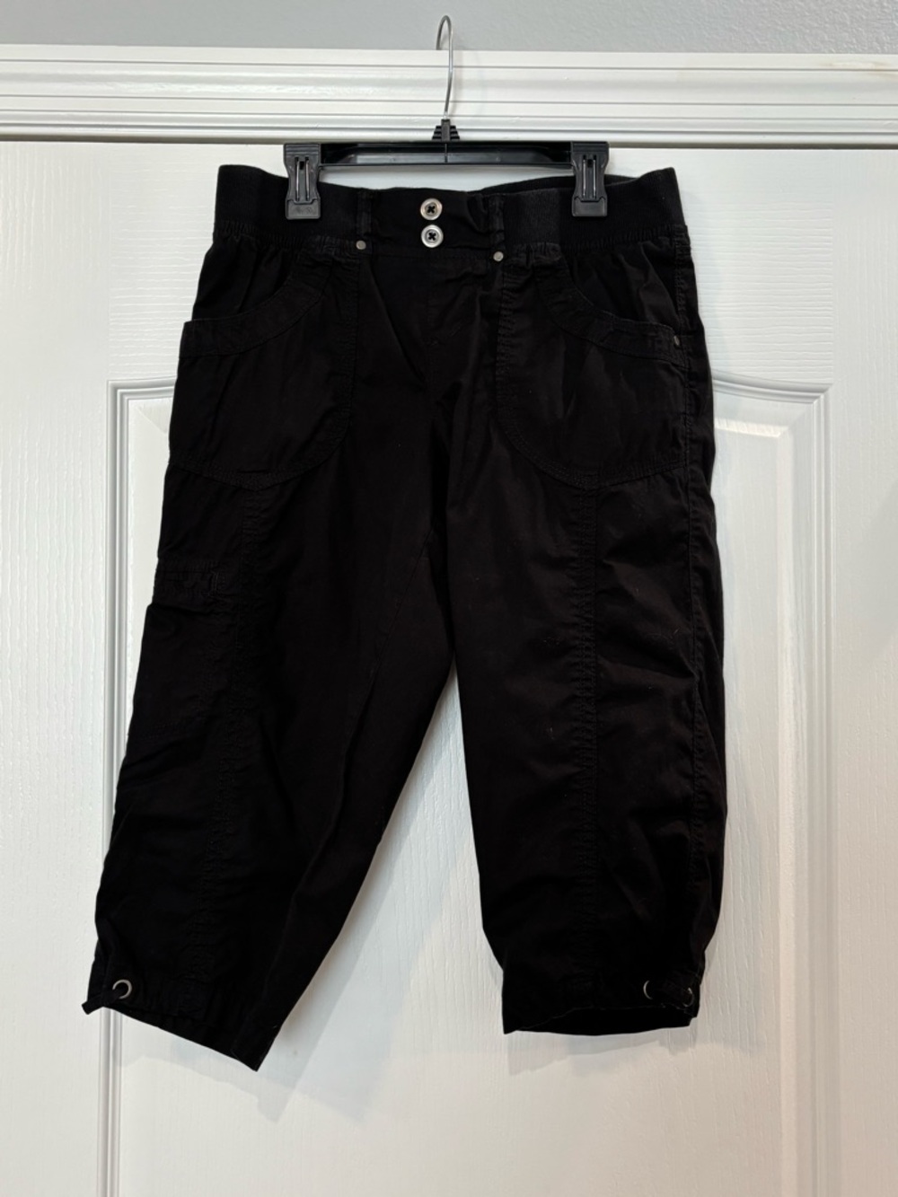 Black Cargo Capri Pants, Size PS